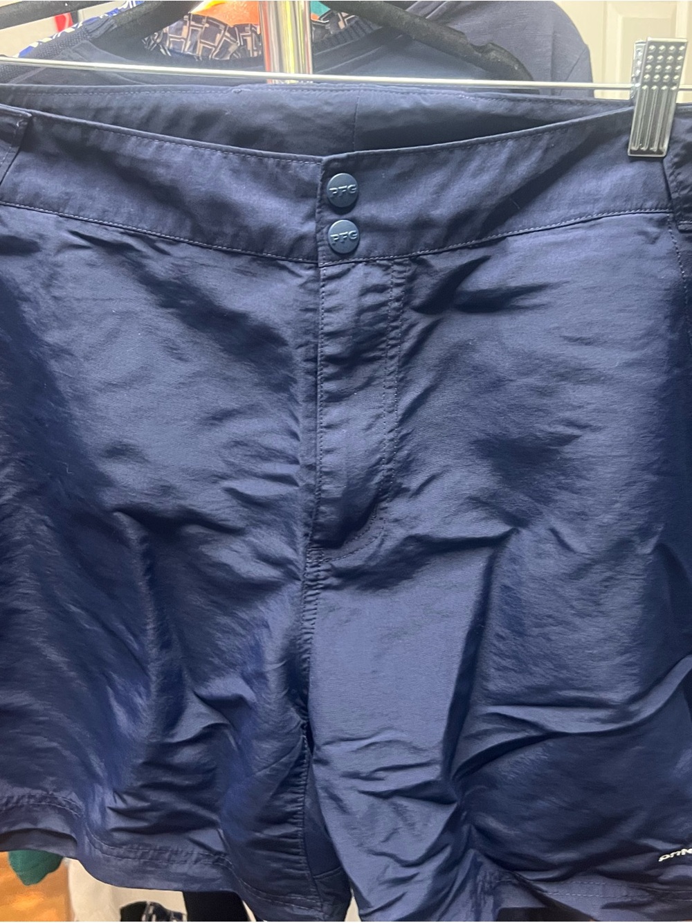 Columbia Navy Athletic Shorts with Dual Button Waist